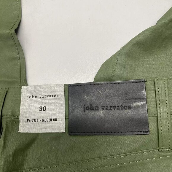 NEW JOHN VARATOS Mens J701 Coated Regular Jeans Size 30 x 32.5 Army Green - Picture 2 of 10
